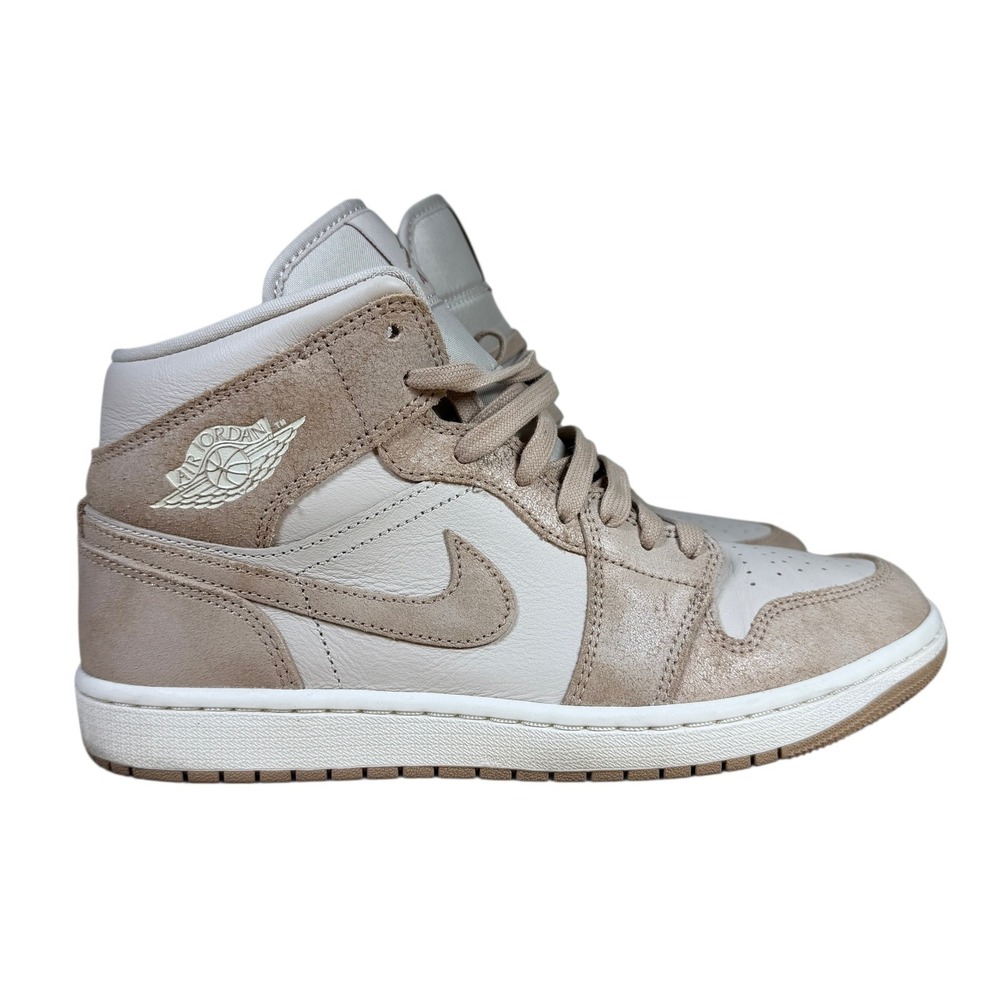 Nike Air Jordan 1 Mid Linen College Grey Light Bone Men's US 10